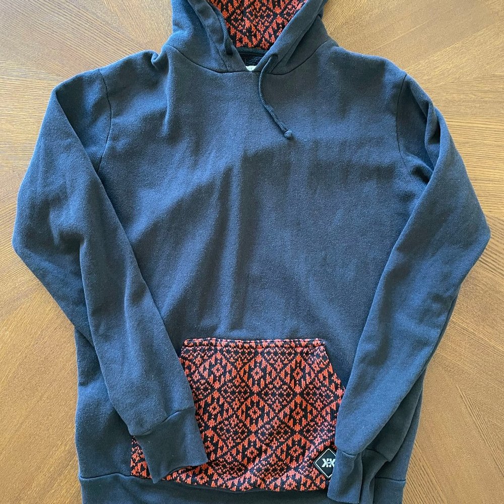Krochet Kids Brand Hoodie. Black with pattern detail